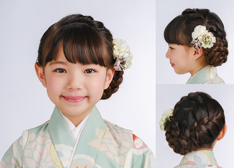 編み込みシニヨンのヘアセット