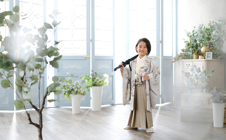 5歳男の子の着付け