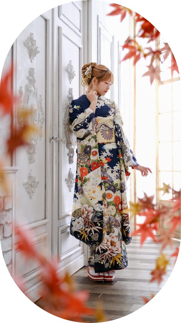 ひいな振袖 紺色