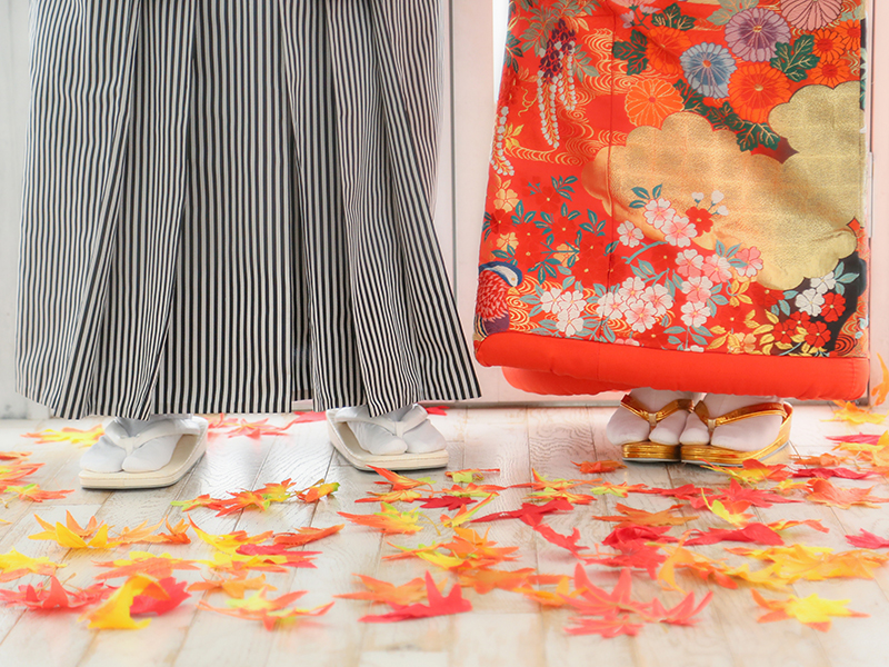 紅葉と一緒に撮影！